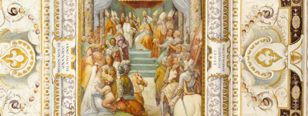 Palazzo Farnese di Caprarola. L'Anticamera del Concilio. L'investitura di papa Paolo III Farnese.