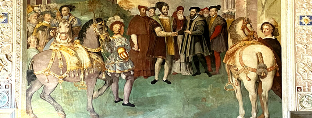 Palazzo Farnese di Caprarola. L'Anticamera del Concilio. La tregua di Nizza. 1538.
