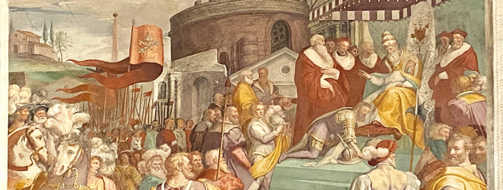 Palazzo Farnese di Caprarola. L'Anticamera del Concilio. Carlo V rende omaggio a papa Paolo III dopo l'impresa di Tunisi.