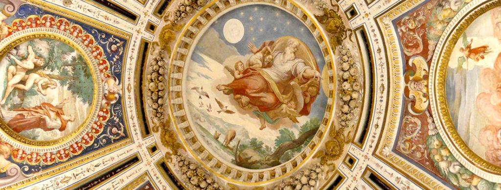 Palazzo Farnese di Caprarola. La Cappella. La volta, al centro la Creazione del mondo.