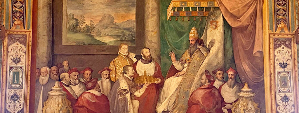 Palazzo Farnese di Caprarola. La Sala dei Fasti. Papa Giulio III riconsegna Parma ai Farnese.
