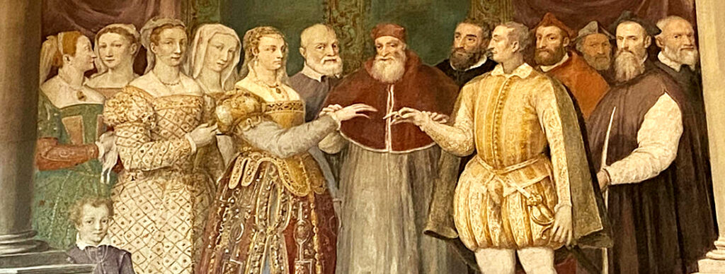 Palazzo Farnese di Caprarola. La Sala dei Fasti Farnesiani. Il matrimonio di Ottavio Farnese e di Margherita d'Austria.