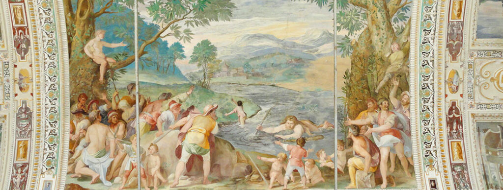 Palazzo Farnese di Caprarola. La Sala di Ercole. La Creazione leggendaria del Lago di Vico.
