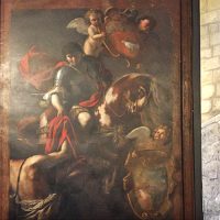 San Martino al Cimino. La chiesa abbaziale cistercense. Interno. Lo stendardo di Mattia Preti.